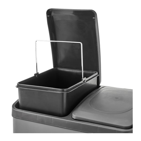 Nerūsējošā tērauda atkritumu tvertne ar pedāli atkritumu šķirošanai 40 l Litros – Casa Selección-image-3