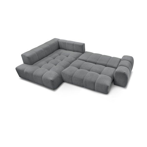 Tumši pelēks salokāms/ar uzglabāšanas vietu stūra dīvāns no šenila auduma (ar kreiso stūri/L veida) Everest – Bobochic Paris-image-4