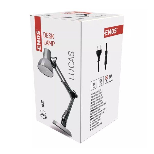 Pelēka galda lampa (augstums 48 cm) Lucas – EMOS-image-1