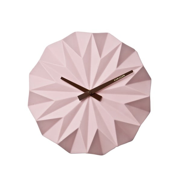 Rozā sienas pulkstenis Karlsson Origami