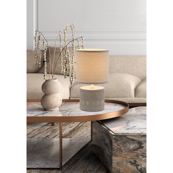 Pelēka galda lampa ar auduma abažūru (augstums 26 cm) Dina – Candellux Lighting-image-1