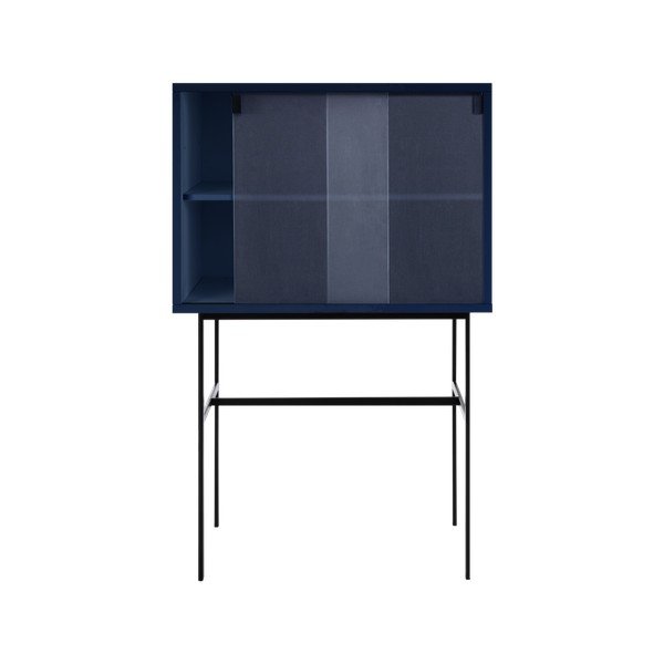 Tumši zila vitrīna ar bīdāmām durvīm 70x109x40 cm Lekko – noo.ma-image-3
