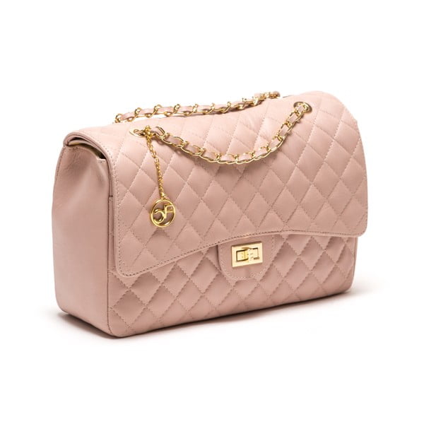 Casla ādas rokassoma, rozā krāsā-image-1