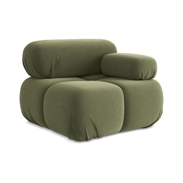 Gaiši zaļa samta modulārā dīvāna daļa (ar labo stūri) Lokua – Makamii-image-1