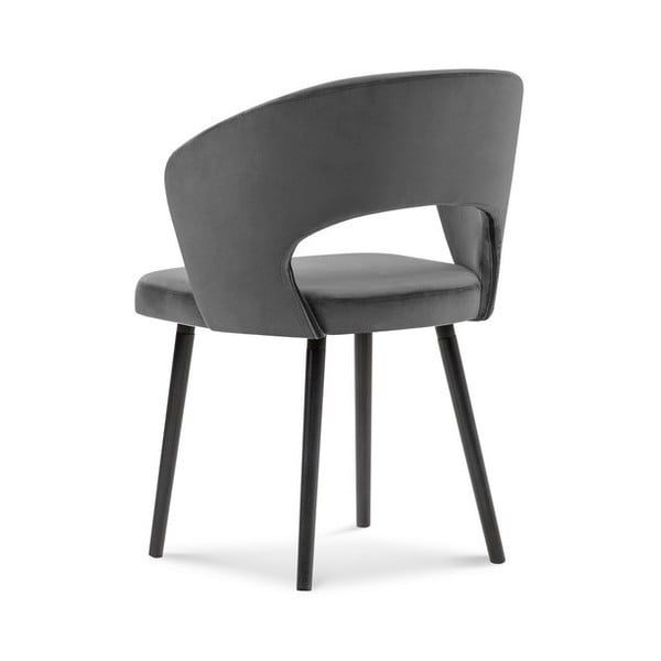 Tumši pelēks polsterēts ēdamistabas krēsls ar roku balstiem Elpis – Windsor & Co Sofas-image-2