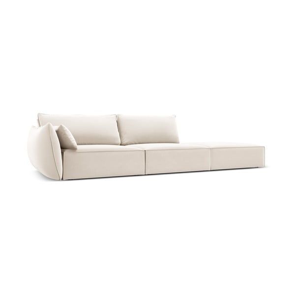 Bēšs samta dīvāns ar kreiso stūri 264 cm Vanda – Mazzini Sofas-image-1