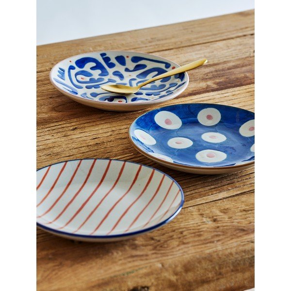 Balti/zili deserta akmensmasas šķīvji (3 gab.) ø 16 cm Eviaya – Bloomingville-image-1