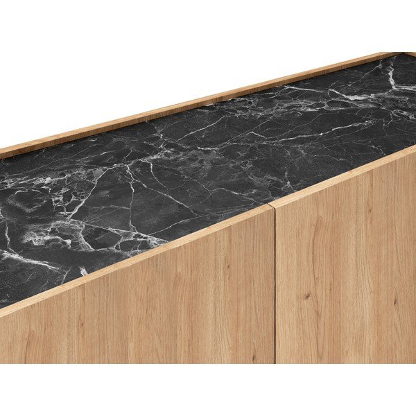 Melns/dabīga toņa ozolkoka imitācijas TV galdiņš 160x48 cm Dione – Marckeric-image-1