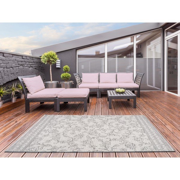 Pelēks āra paklājs Universal Weave Floral, 155 x 230 cm-image-1