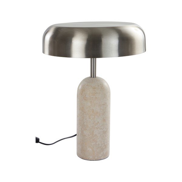 Sudraba krāsas galda lampa 
no travertīna
 (augstums 46 cm) Ina – Jotex