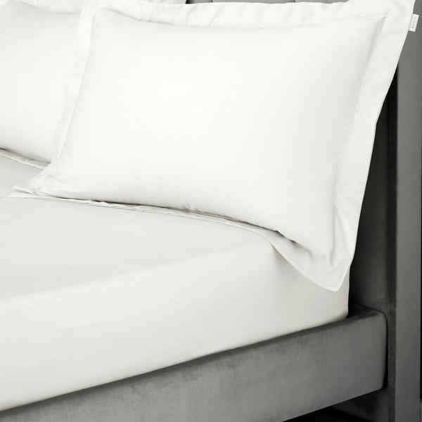 Ziloņkaula krāsas palags no kokvilnas satīna ar gumiju 90x190 cm Cotton Sateen – Bianca-image-1