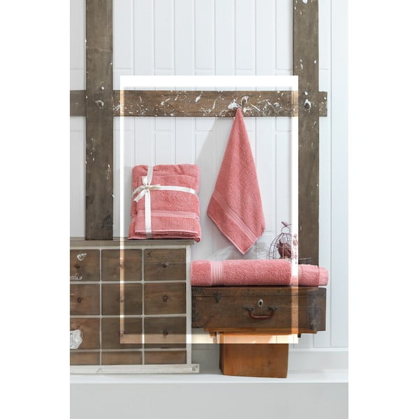 Rozā frotē kokvilnas dvieļu komplekts (2 gab.) – Foutastic-image-2