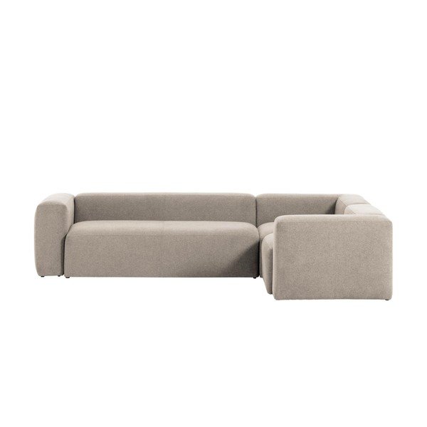 Bēšs stūra dīvāns no šenila auduma Blok – Kave Home-image-2