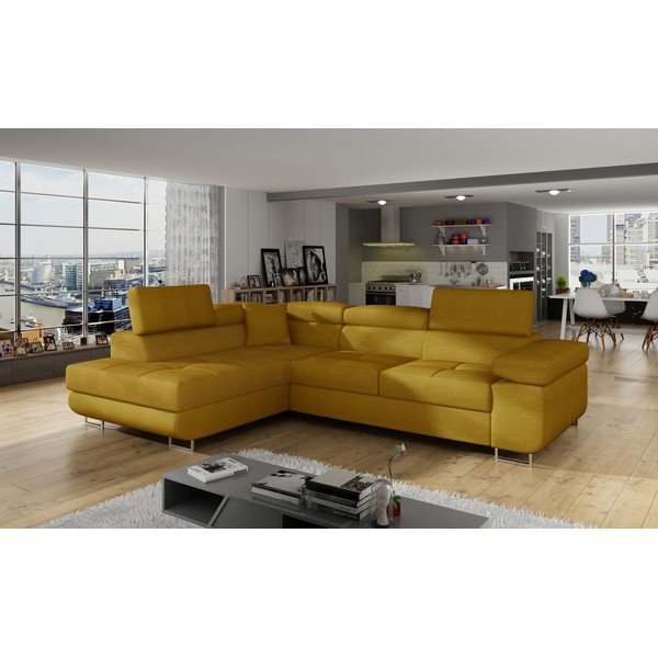 Dzeltens salokāms/ar uzglabāšanas vietu stūra dīvāns (ar kreiso stūri/L veida) Anton – ELTAP-image-3