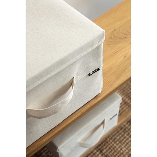 Bēša tekstila uzglabāšanas kaste ar vāku 31x41x22 cm Soft Storage Medium – Bigso-image-2
