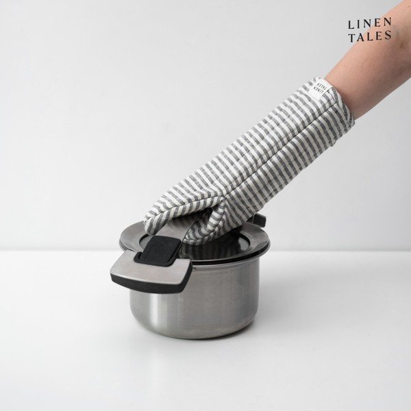 Lina virtuves cimds Thin Black Stripes – Linen Tales-image-1