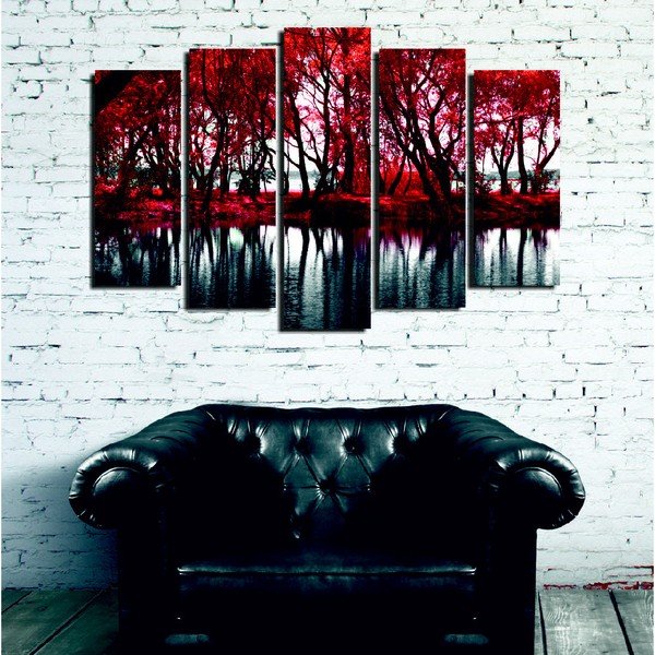 5-daļīga glezna uz audekla Red Leaves-image-1