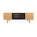 Melns/dabīga toņa ozolkoka imitācijas TV galdiņš 175x60 cm Porto – Woodman