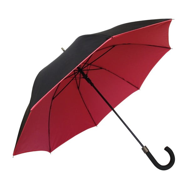 Sarkanā un melnā krāsā vējdrošs lietussargs Ambiance Susino Noir Rouge, ⌀ 104 cm