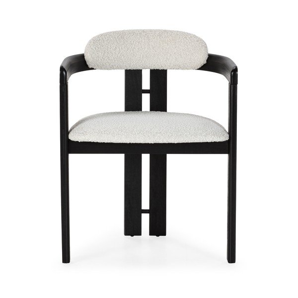 Balti/melni polsterēti ēdamistabas krēsli ar roku balstiem (2 gab.) Eiden – MOME-image-2