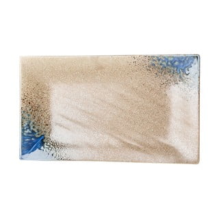 Zili bēšs keramikas šķīvis MIJ Earth & Sky, 33 x 19 cm