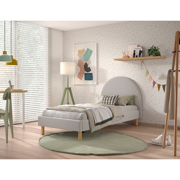 Pelēka polsterēta vienvietīga gulta ar redelēm 90x200 cm MOON – Vipack-image-1