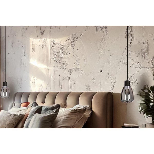 Melna piekaramā lampa ar stikla abažūru ø 12 cm Moldo – Candellux Lighting-image-2