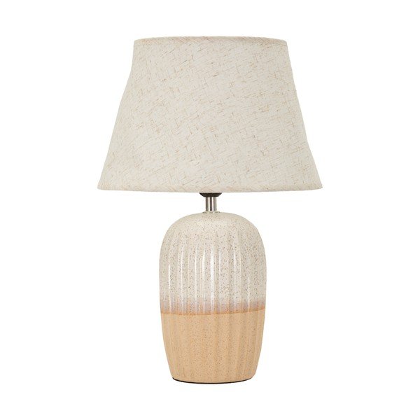 Krēmkrāsas keramikas galda lampa ar auduma abažūru (augstums 44 cm) Japandi – Mauro Ferretti