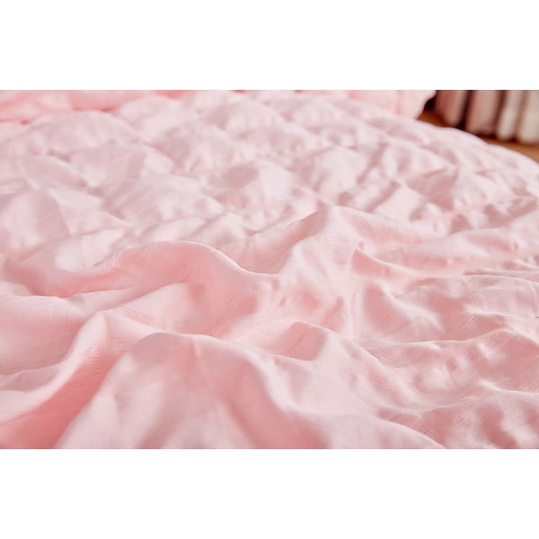 Rozā vienguļamā gultas veļa no krepa auduma 140x200 cm Naomi – My House-image-3