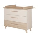 Krēmkrāsas/dabīga toņa bērnu kumode ar ozolkoka imitāciju un pārtinamo galdiņu 110x98x75 cm Sidney – Roba