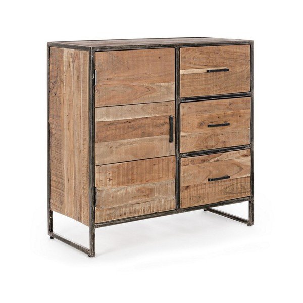Dabīga toņa akācijas masīvkoka kumode 90x90x40 cm Elmer – Bizzotto