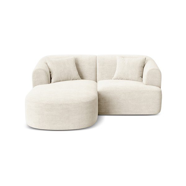 Bēšs velveta stūra dīvāns (ar kreiso stūri/ar zvilni) Campi – Cosmopolitan Design