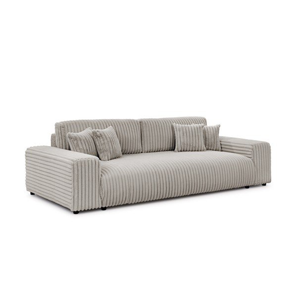 Gaiši pelēks velveta salokāms/ar uzglabāšanas vietu dīvāns 260 cm Justin  – Ropez