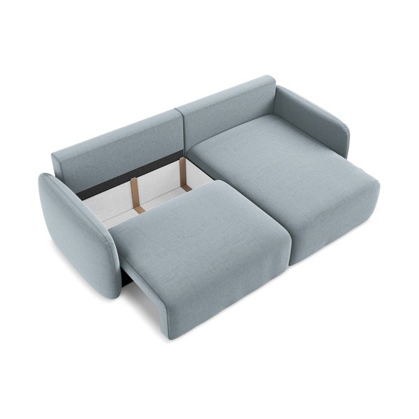 Zils samta salokāms stūra dīvāns ar uzglabāšanas vietu (ar labo stūri/ar zvilni) Kalena – Makamii-image-4