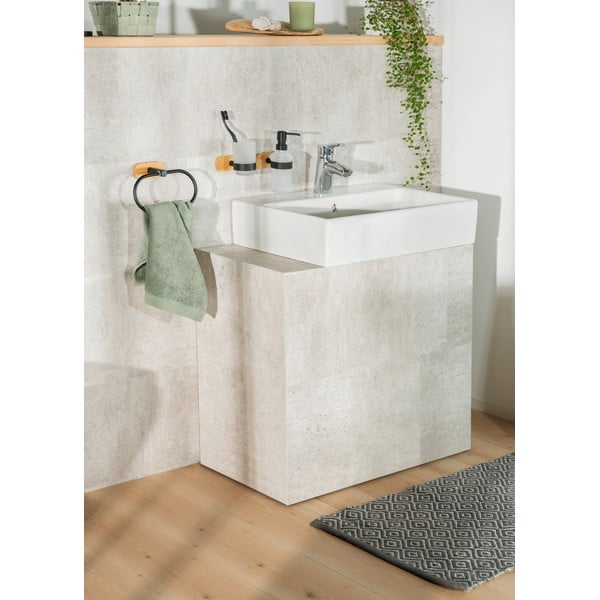 Melns/dabīga toņa stikla pašlīmējošs trauks zobu birstei Orea Bamboo – Wenko-image-1