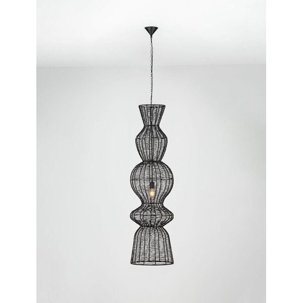 Matēti melna no virves piekaramā lampa ø 38 cm Breena – Nova Luce-image-3