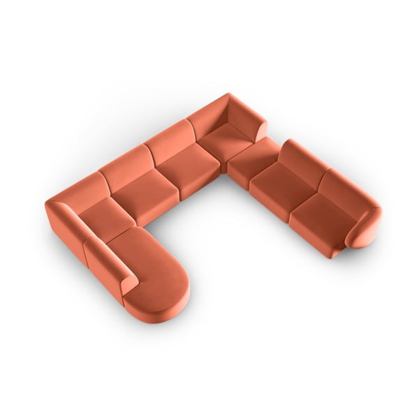 Rozā samta stūra dīvāns (ar labo stūri/U veida) Paolo – Milo Casa-image-1