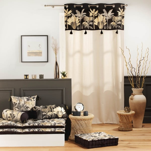 Melns/bēšs aizkars 140x240 cm Karaba – douceur d'intérieur-image-2