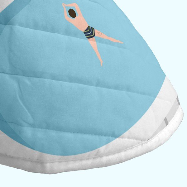 Zils/rozā stepēts gultas pārklājs 260x260 cm Swimming pool – Aware-image-4