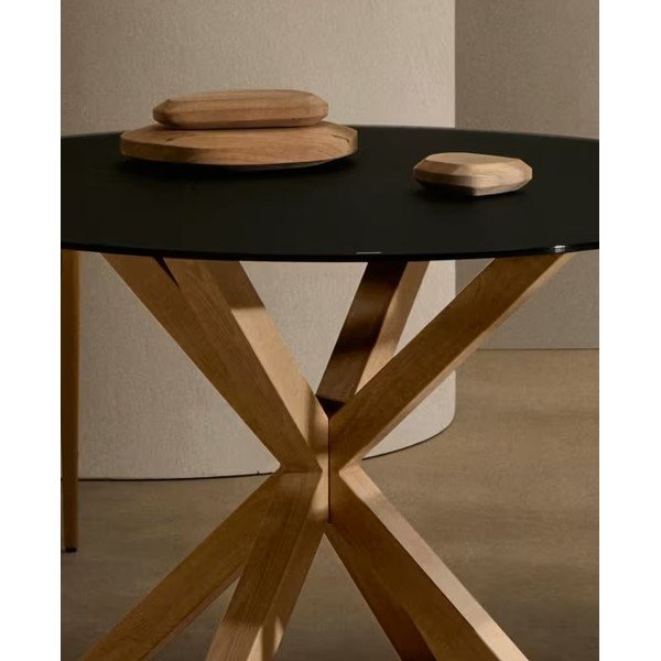 Ēdamgalds ar stikla galda virsmu 100x200 cm Argo – Kave Home-image-1