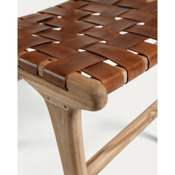 Konjakbrūni/dabīga toņa ādas pusdienu krēsli (2 gab.) Calixta – Kave Home-image-3