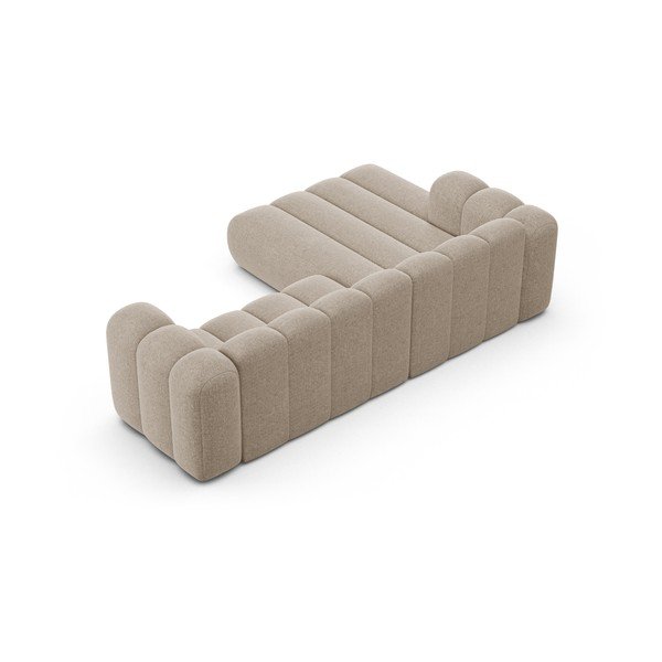 Bēšs stūra dīvāns no šenila auduma (ar kreiso stūri/ar zvilni) Lupine – Micadoni -image-3