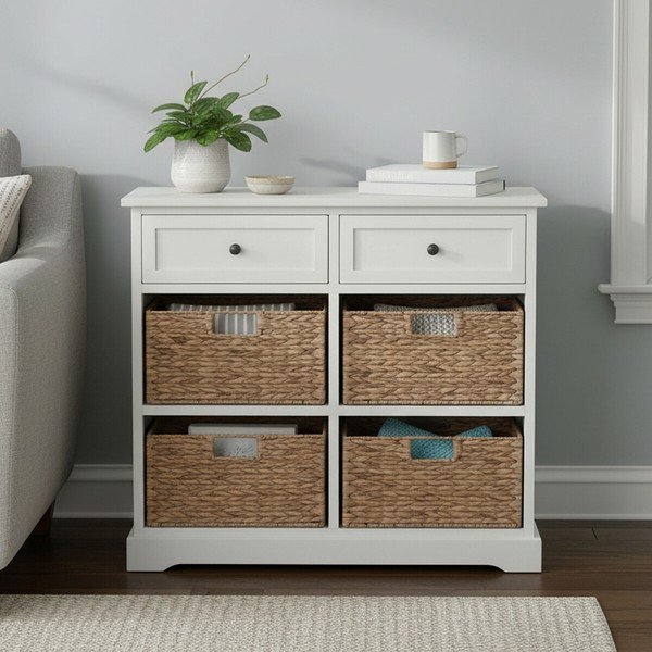 Ziloņkaula krāsas paulonijas masīvkoka kumode 76x70x33 cm Vermont – Premier Housewares-image-1