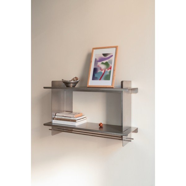 Sudraba krāsas daudzlīmeņu metāla sienas plaukts 70 cm Tivo – noo.ma-image-1