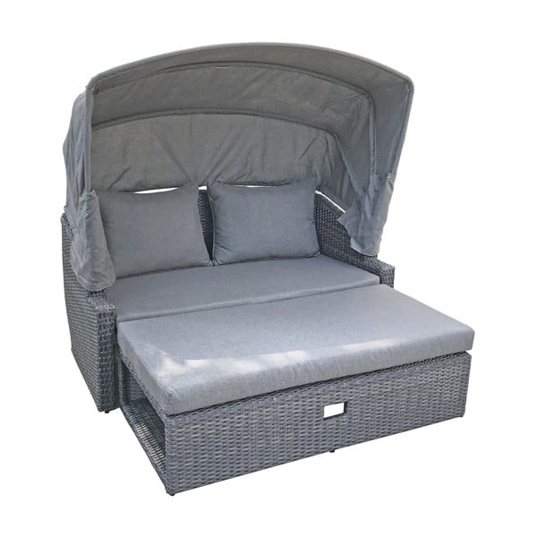 Pelēks mākslīgās rotangpalmas dārza dīvāns Monte Carlo – Garden Pleasure-image-1