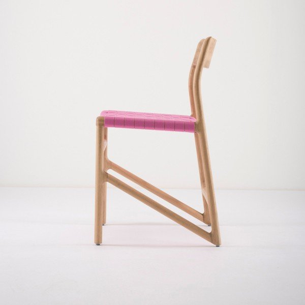 Ēdamistabas krēsls no ozolkoka masīvkoka ar rozā sēdekli Gazzda Fawn-image-1