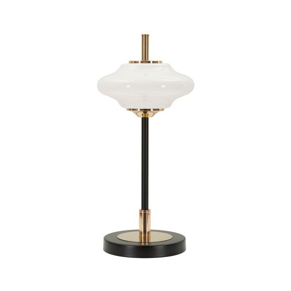 Balta/melna galda lampa ar stikla abažūru (augstums 46 cm) Vintage – Mauro Ferretti