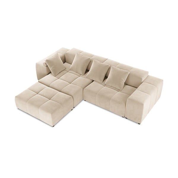 Bēšs samta stūra dīvāns (maināms stūris) Rome Velvet – Cosmopolitan Design -image-3