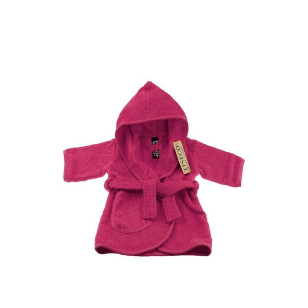 Tumši rozā kokvilnas bērnu halāts 1–2 gadiem – Tiseco Home Studio