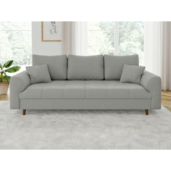 Gaiši pelēks velveta dīvāns 210 cm Ariella – Ropez-image-1
